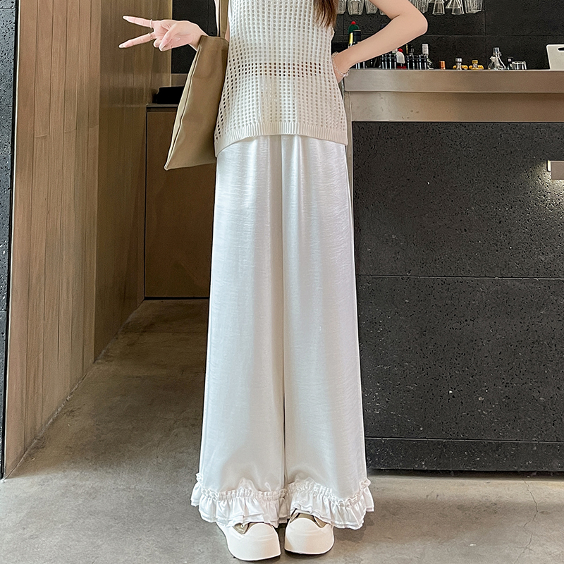 Drape wood ear spring and summer wide leg pants for women