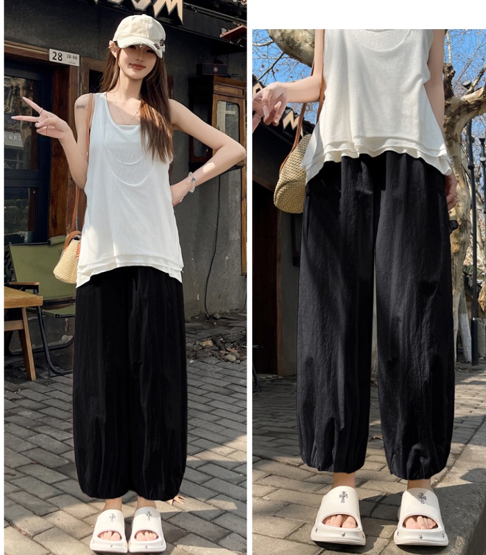 Casual carrot pants high waist nine pants for women