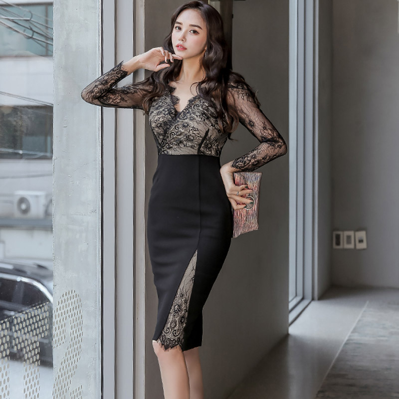 Fashion Korean style package hip bottoming dress