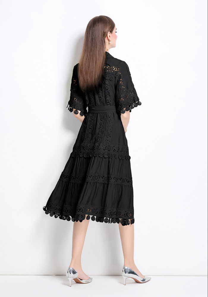 Lace short sleeve long dress France style dress