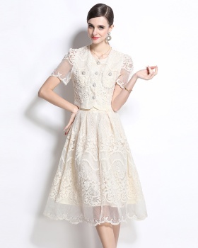 Light luxury chanelstyle lace skirt 2pcs set