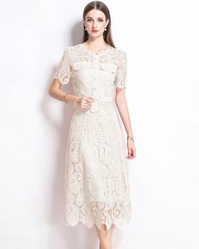 Light luxury chanelstyle lace skirt 2pcs set