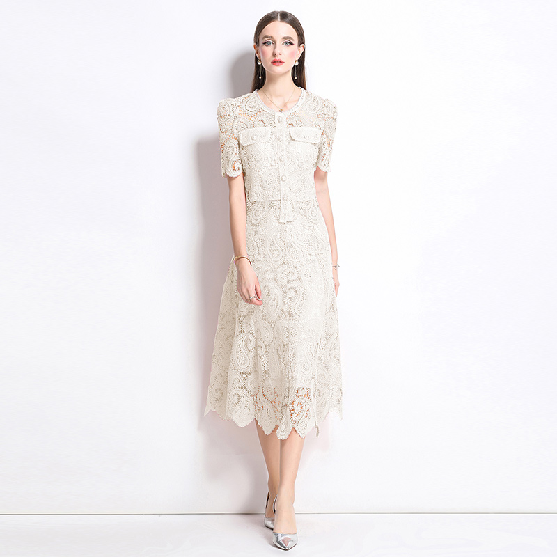 Light luxury chanelstyle lace skirt 2pcs set