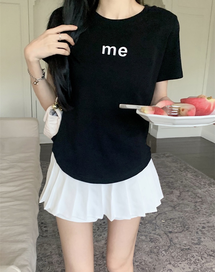 Printing short sleeve irregular summer T-shirt for women