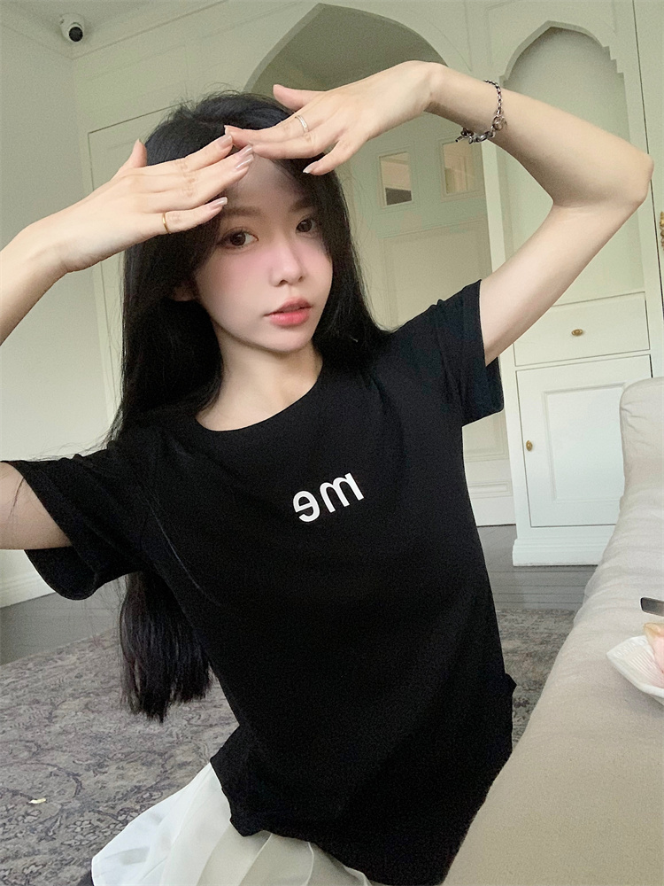 Printing short sleeve irregular summer T-shirt for women