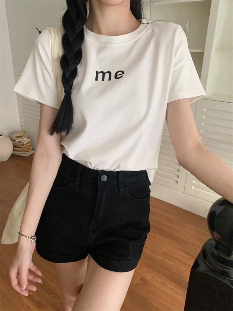 Printing short sleeve irregular summer T-shirt for women