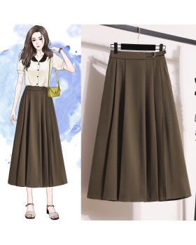 High waist pleated business suit A-line slim skirt for women