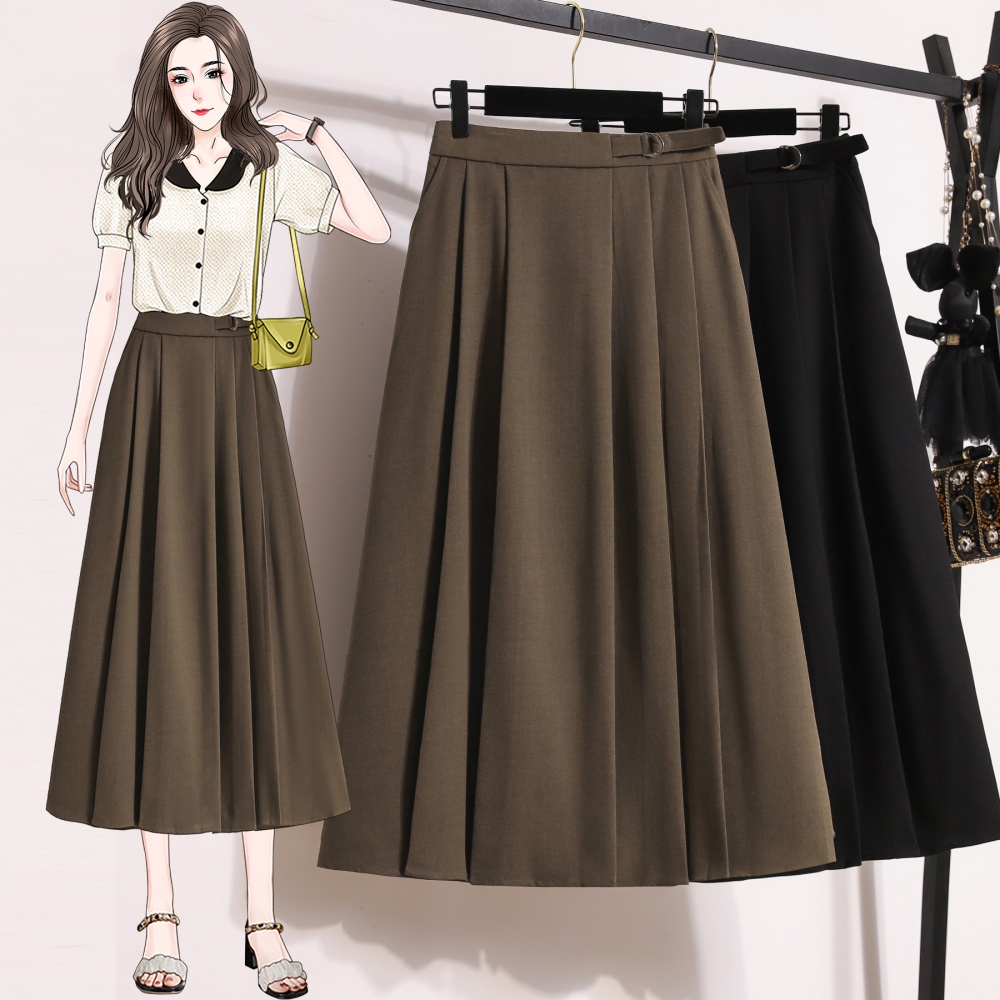 High waist pleated business suit A-line slim skirt for women