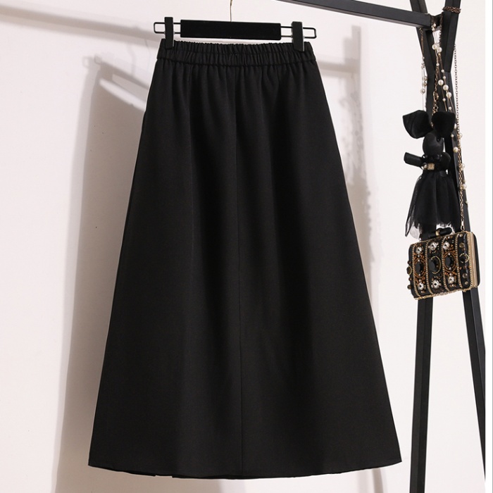 High waist pleated business suit A-line slim skirt for women