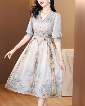 Temperament fashion real silk ladies dress