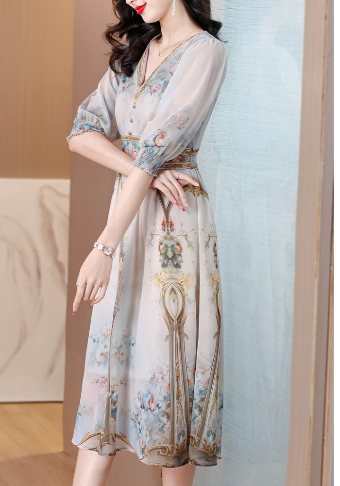 Temperament fashion real silk ladies dress