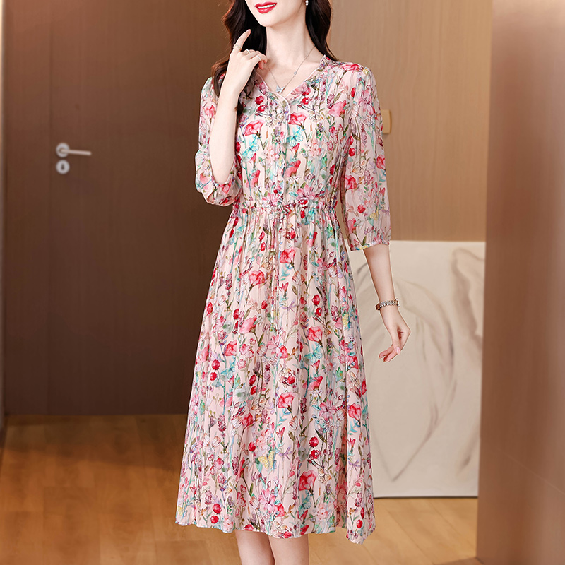 Summer sweet printing fashion temperament dress for women