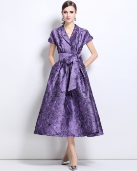 Big long hem elegant dress jacquard long dress