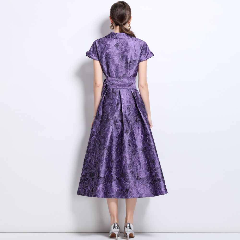 Big long hem elegant dress jacquard long dress