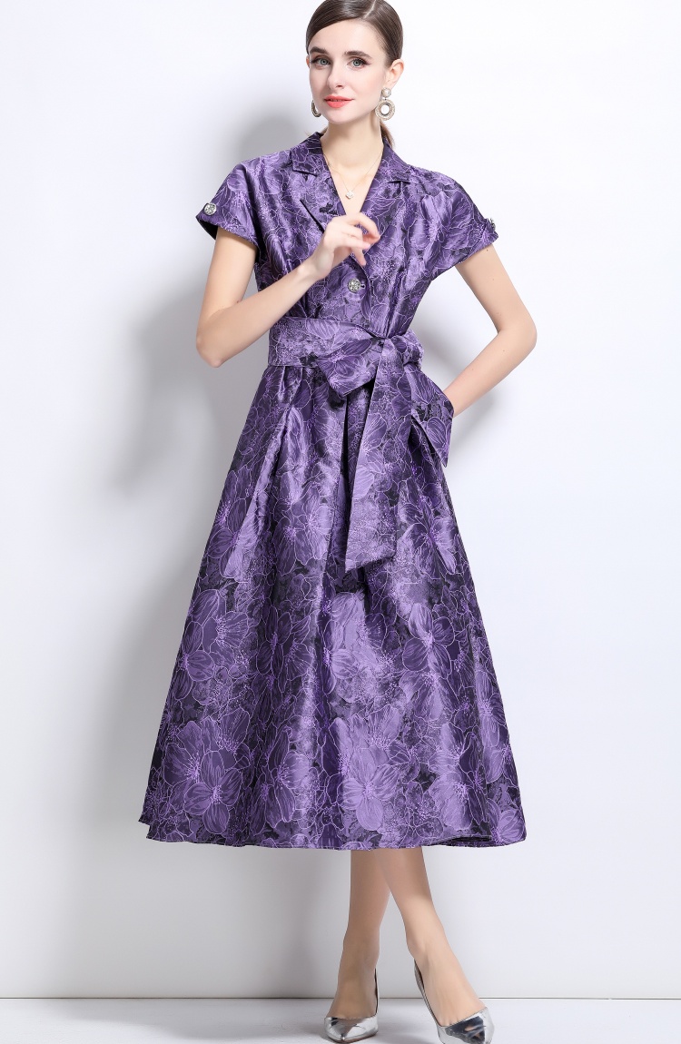 Big long hem elegant dress jacquard long dress