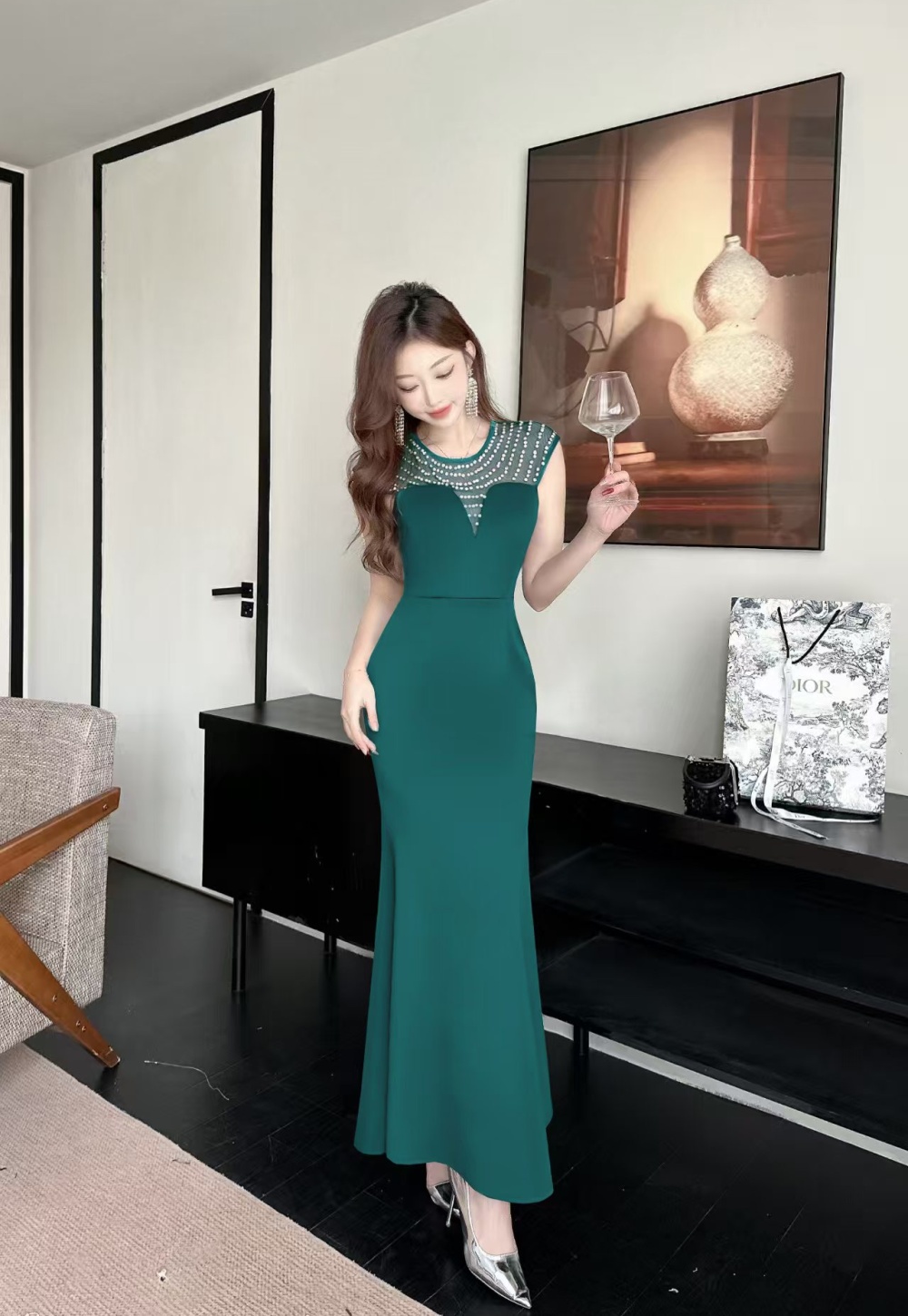 Slim temperament long dress ladies evening dress