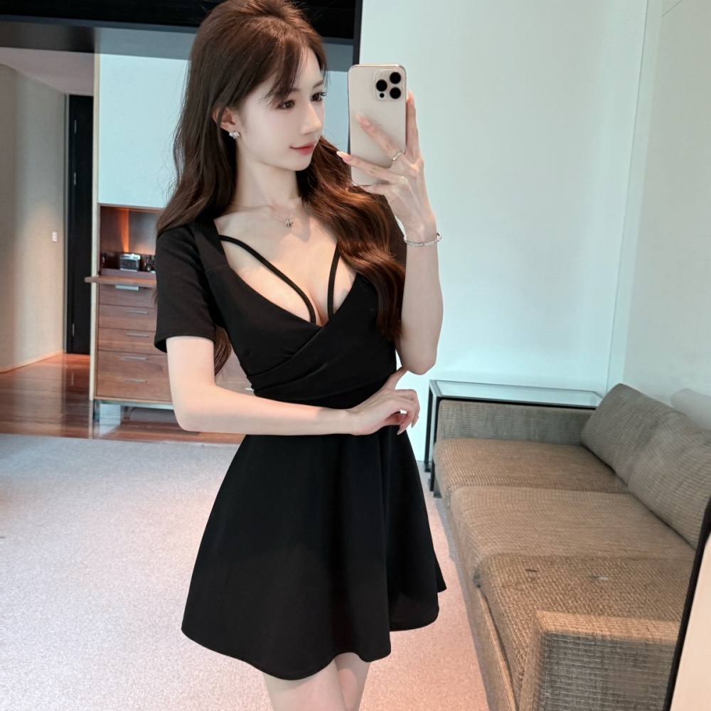 Slim square collar sexy temperament dress