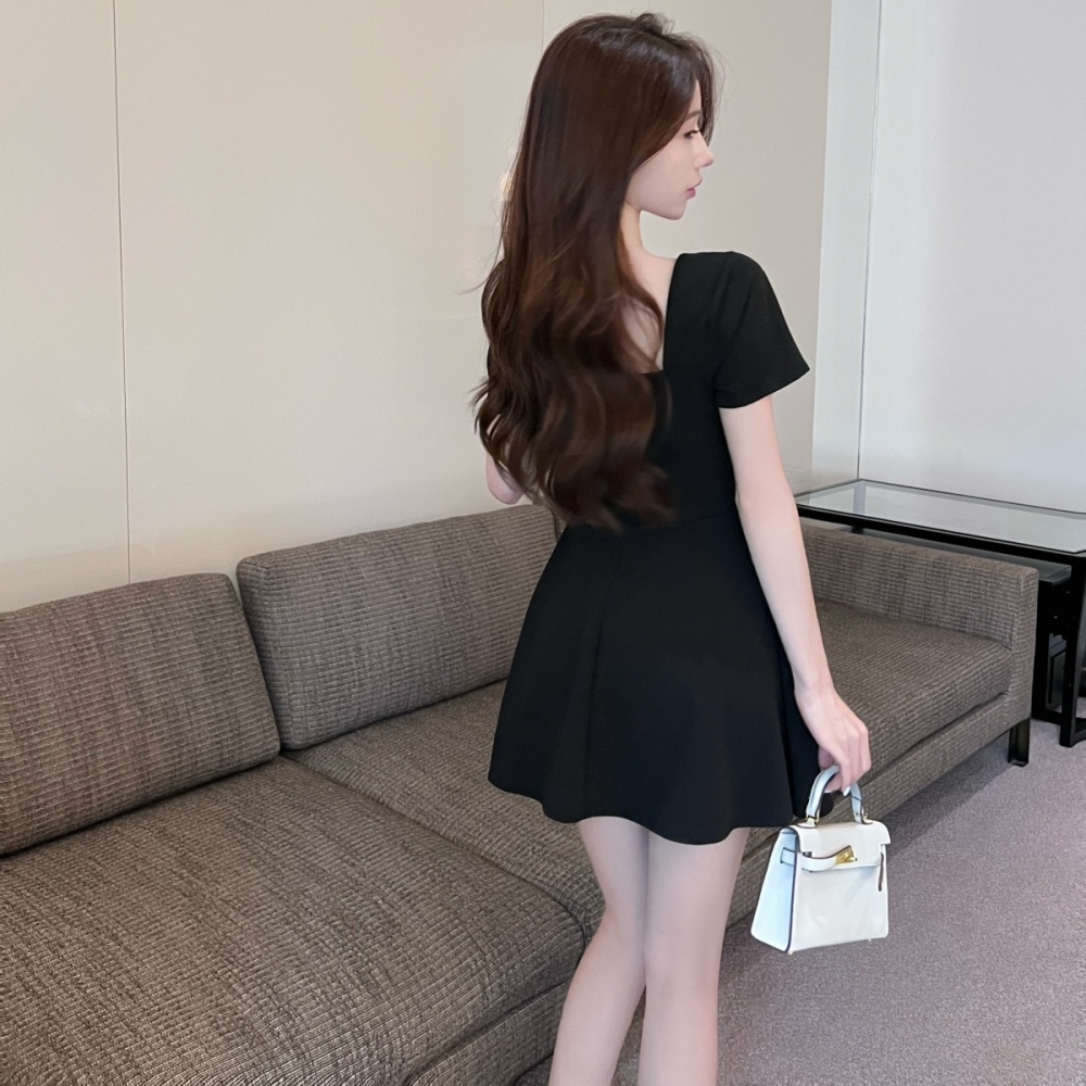 Slim square collar sexy temperament dress