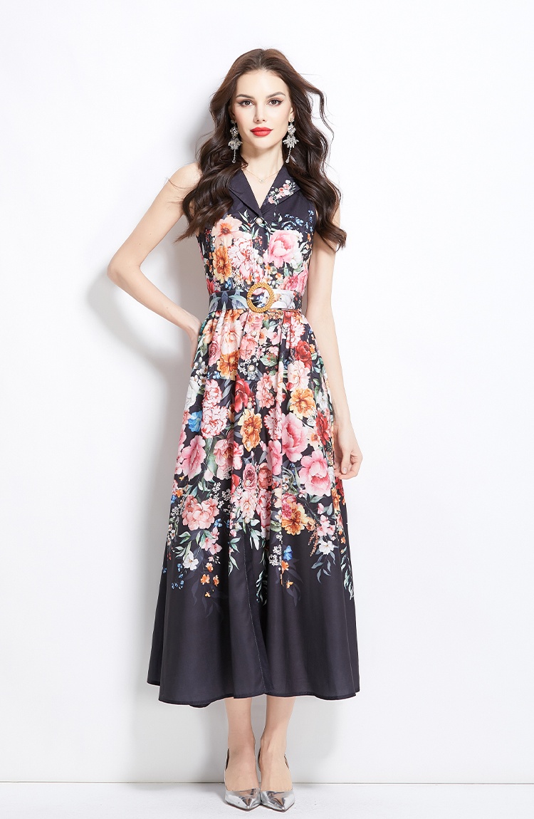 Long flowers shirt spring and summer vacation dress