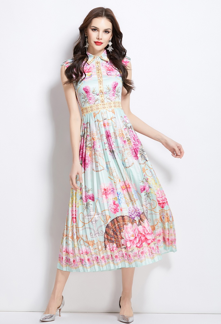 Sleeveless spring and summer pattern dress