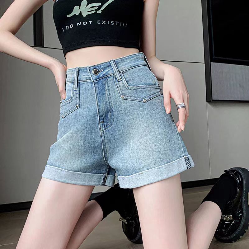 High waist loose summer short jeans slim retro shorts for women