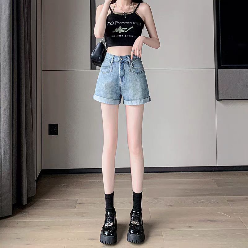 High waist loose summer short jeans slim retro shorts for women