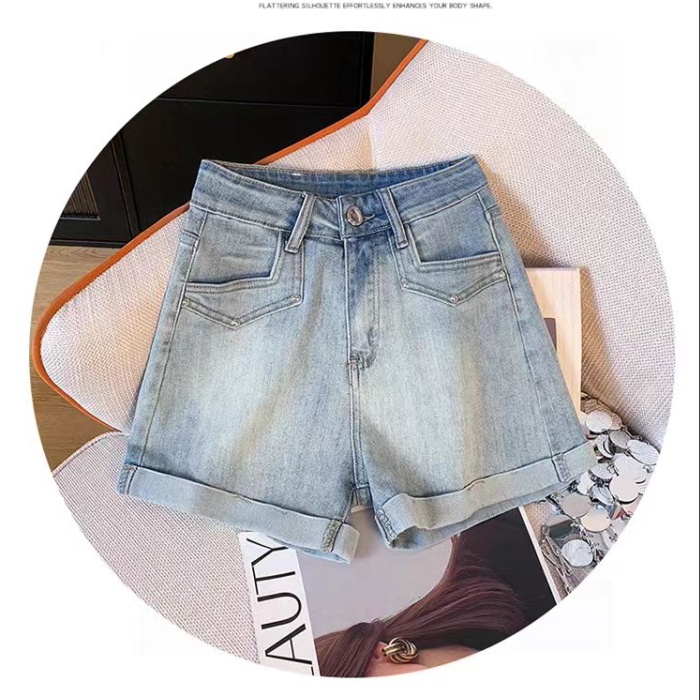 High waist loose summer short jeans slim retro shorts for women