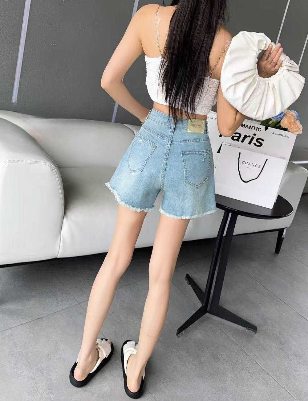 A-line summer short jeans retro slim shorts for women