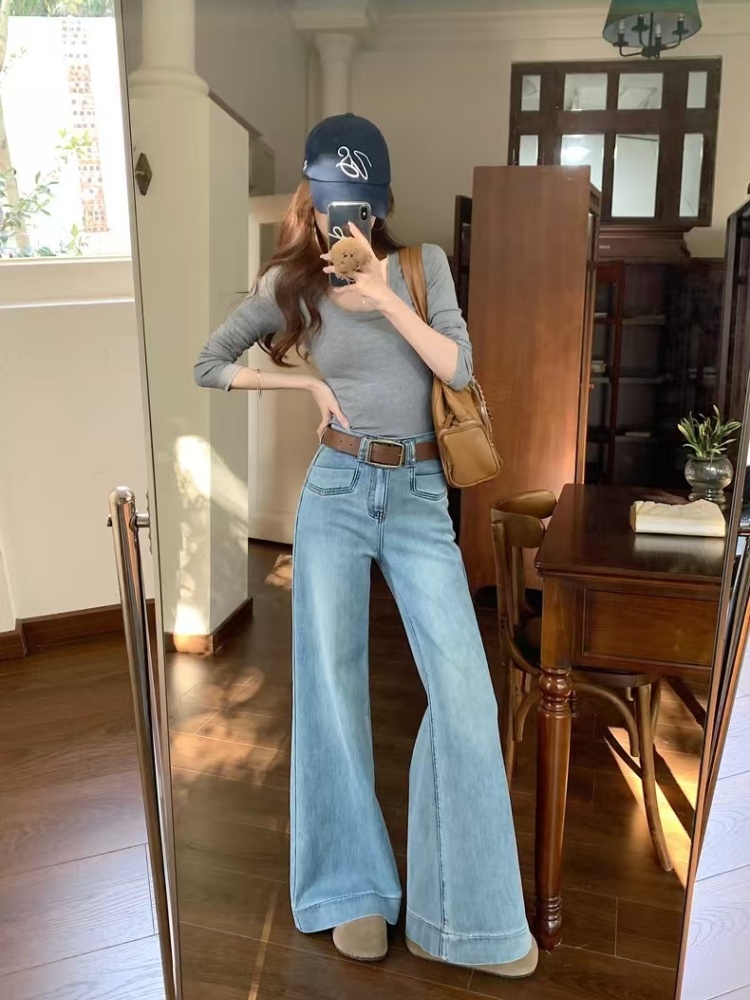 Straight summer jeans retro all-match long pants