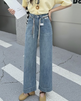 Straight high waist jeans slim pants for women