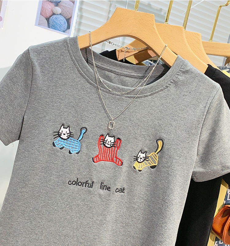 Kitten short sleeve T-shirt summer tops for women