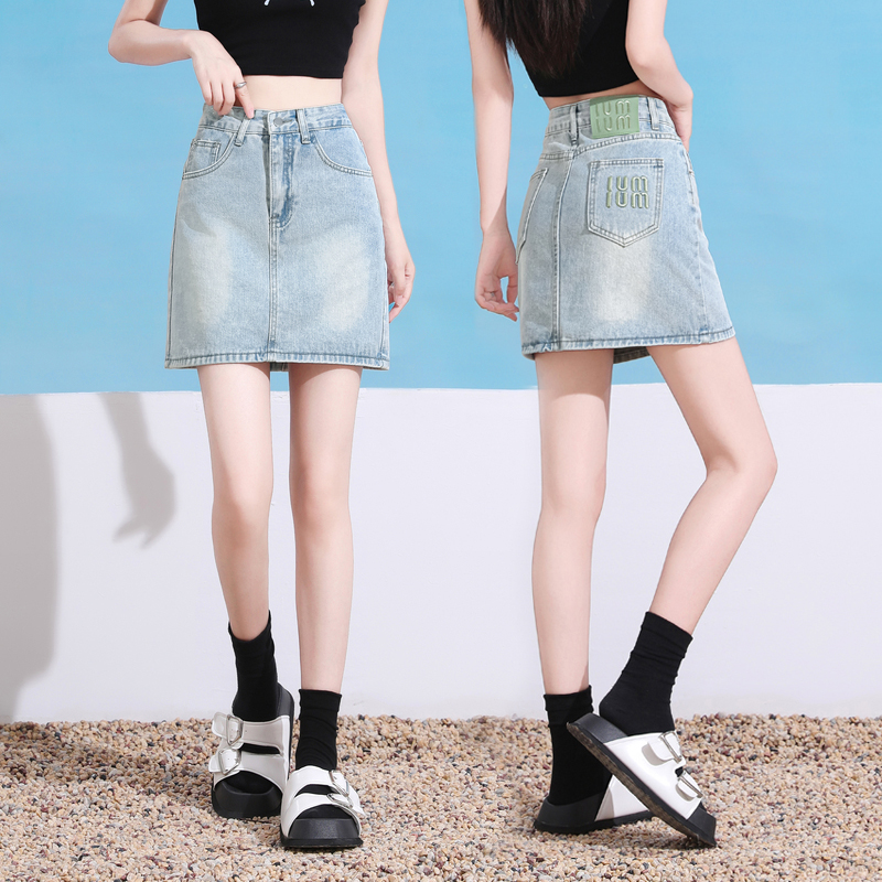 Denim summer skirt all-match embroidery short skirt for women