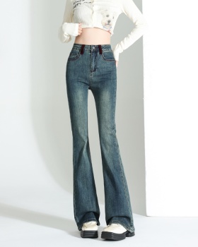 Drape high waist slim flare pants elasticity classic jeans