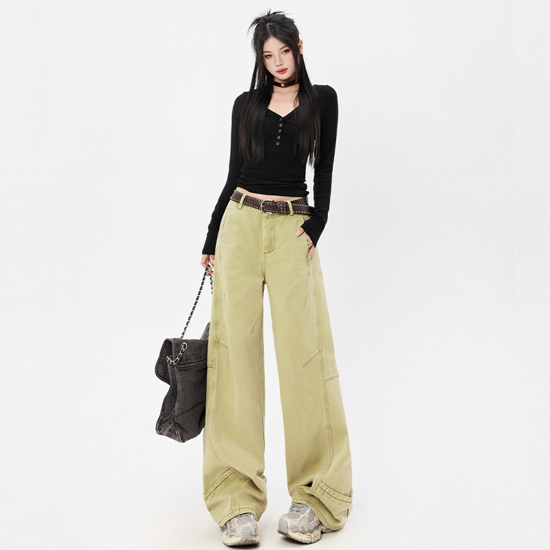 Lengthen beige pants lazy khaki long pants for women