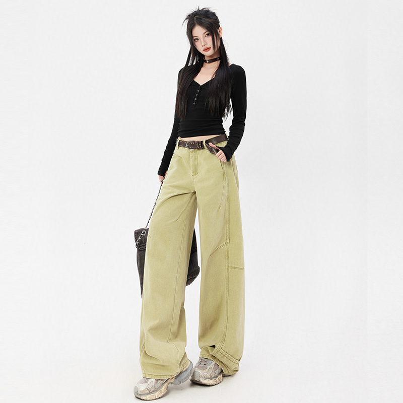 Lengthen beige pants lazy khaki long pants for women