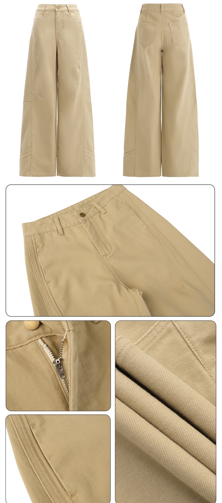 Lengthen beige pants lazy khaki long pants for women