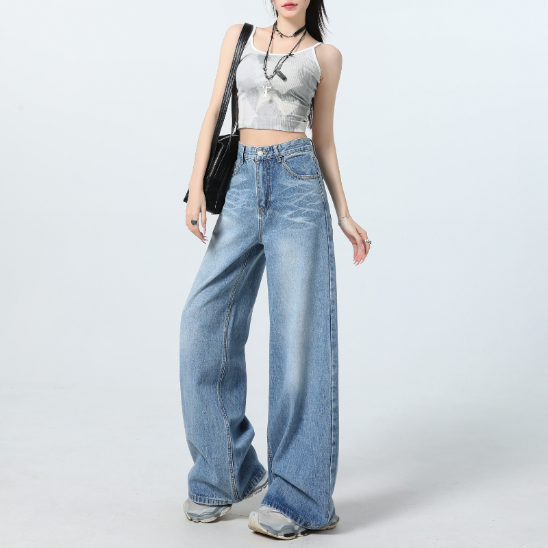 Light color all-match jeans loose washed long pants