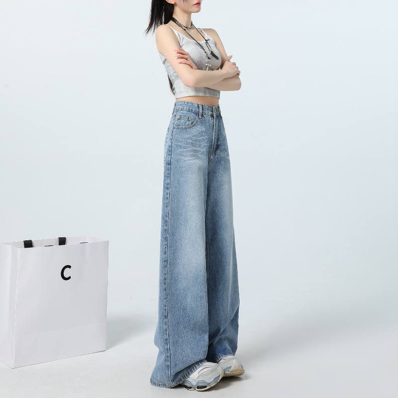 Light color all-match jeans loose washed long pants