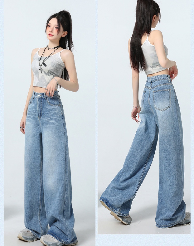 Light color all-match jeans loose washed long pants