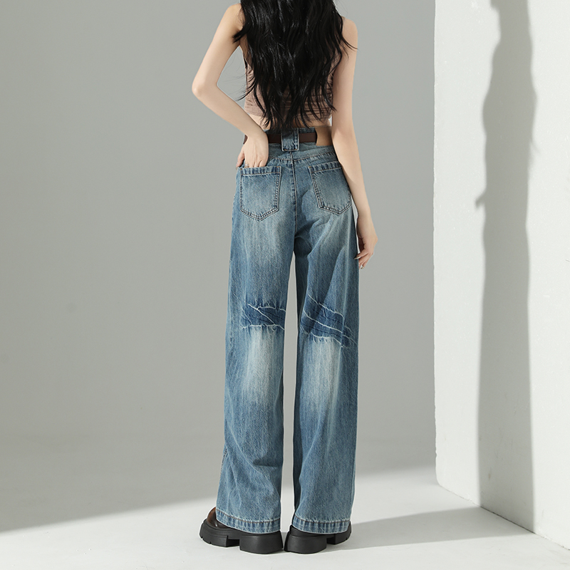 Light-blue jeans wide leg pants for women