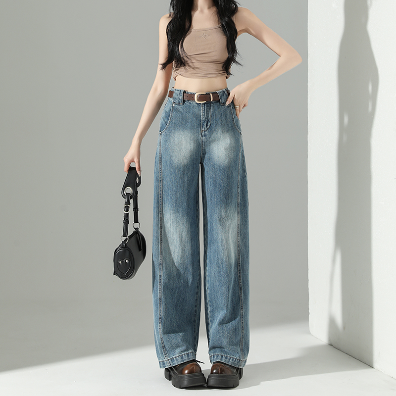 Light-blue jeans wide leg pants for women