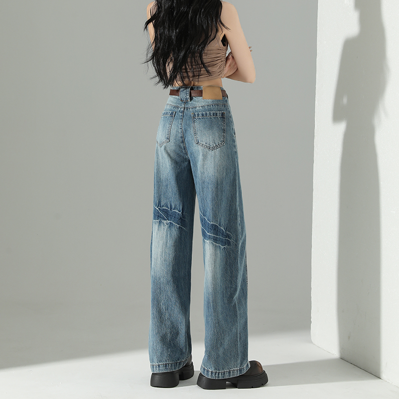 Light-blue jeans wide leg pants for women