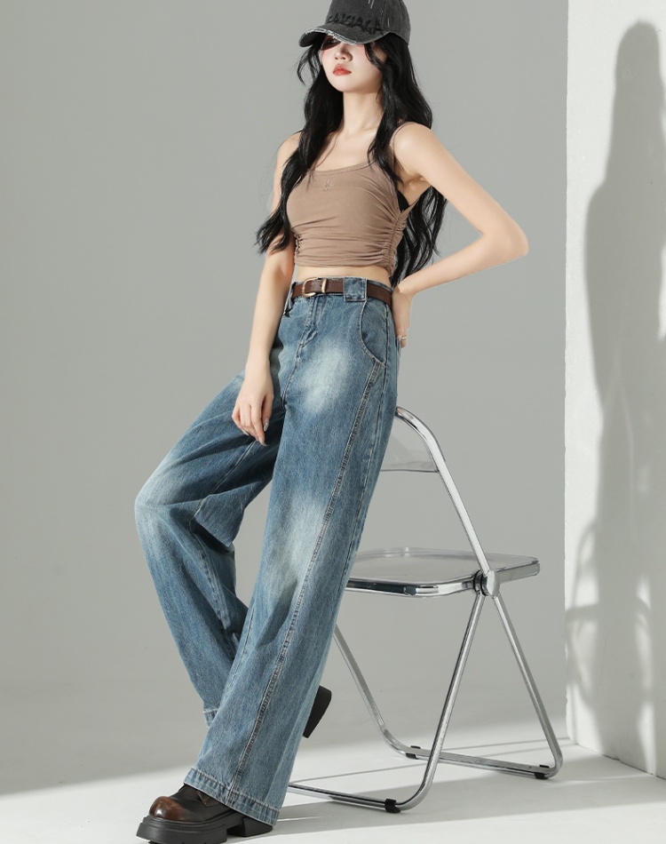 Light-blue jeans wide leg pants for women