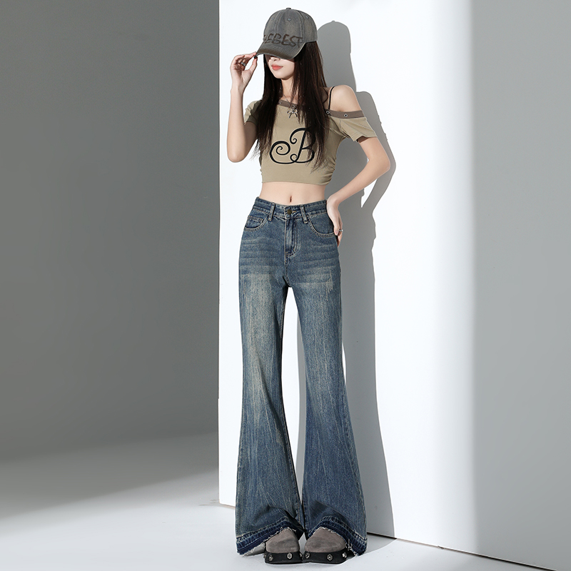 Lengthen slim jeans fashion retro long pants