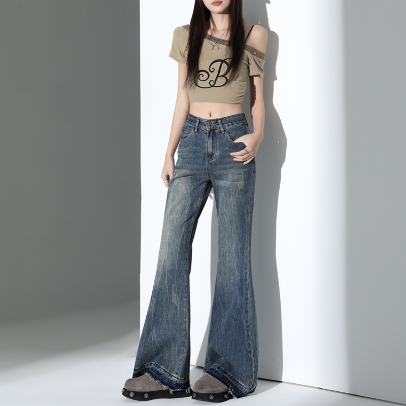 Lengthen slim jeans fashion retro long pants