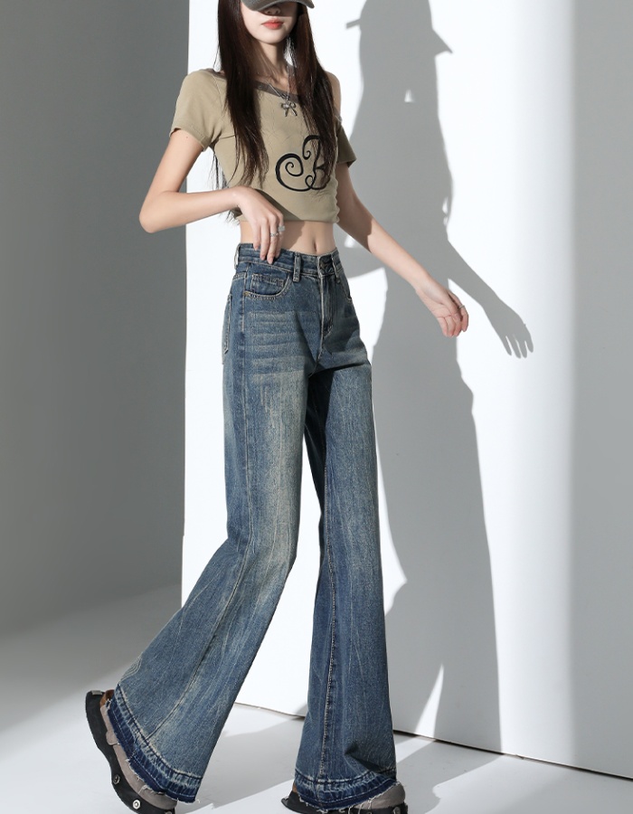 Lengthen slim jeans fashion retro long pants