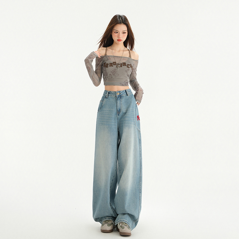 Spring and summer jeans letters long pants