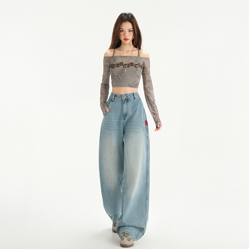 Spring and summer jeans letters long pants