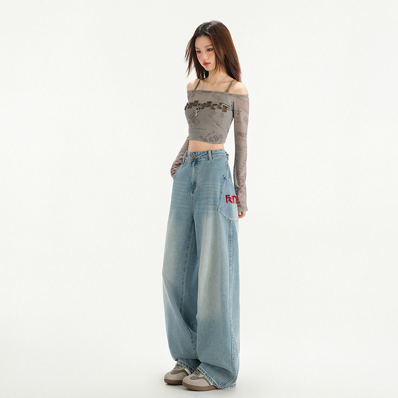 Spring and summer jeans letters long pants