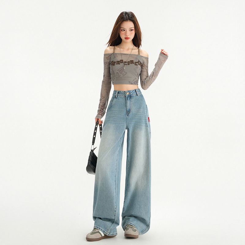 Spring and summer jeans letters long pants